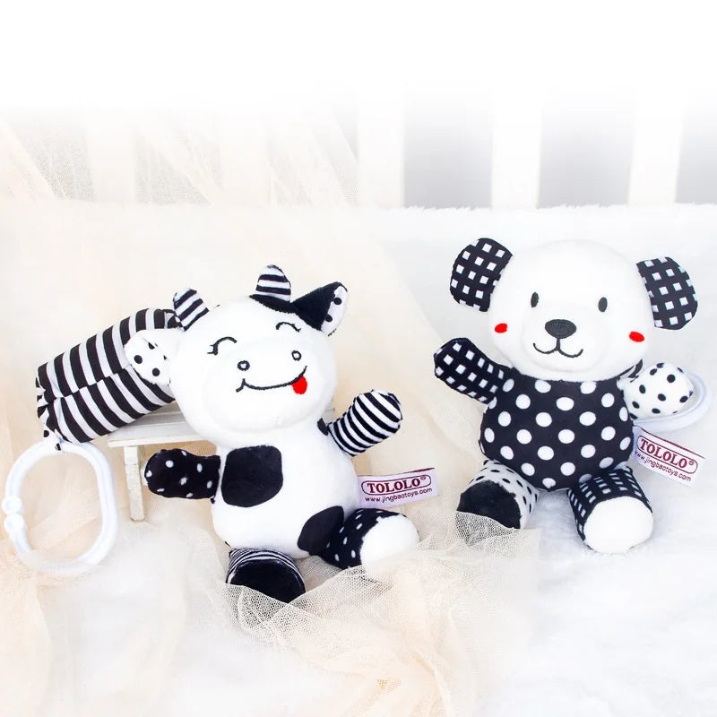 Livro do bebê preto e branco livros para bebês recém-nascidos cama berço pára-choques sensorial pano livro montessori alto contraste brinquedos do bebê 0-12 m