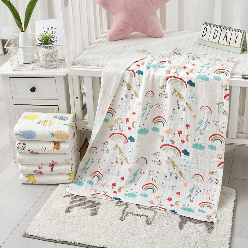 Toalha de banho de algodão para bebês, cobertor para meninos e meninas, roupão de banho para bebês recém-nascidos, 4 camadas de gaze, faixa infantil