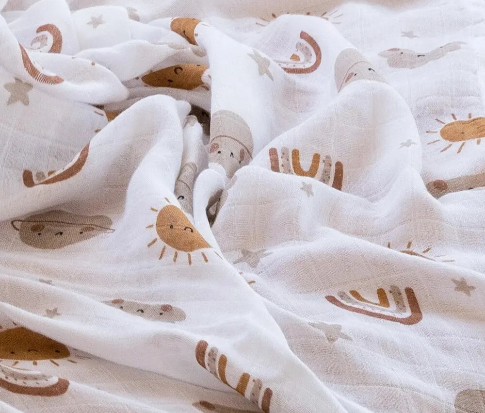 120x110cm algodão de bambu bebê musselina swaddle cobertor bonito macio impressão toalha do bebê envoltório