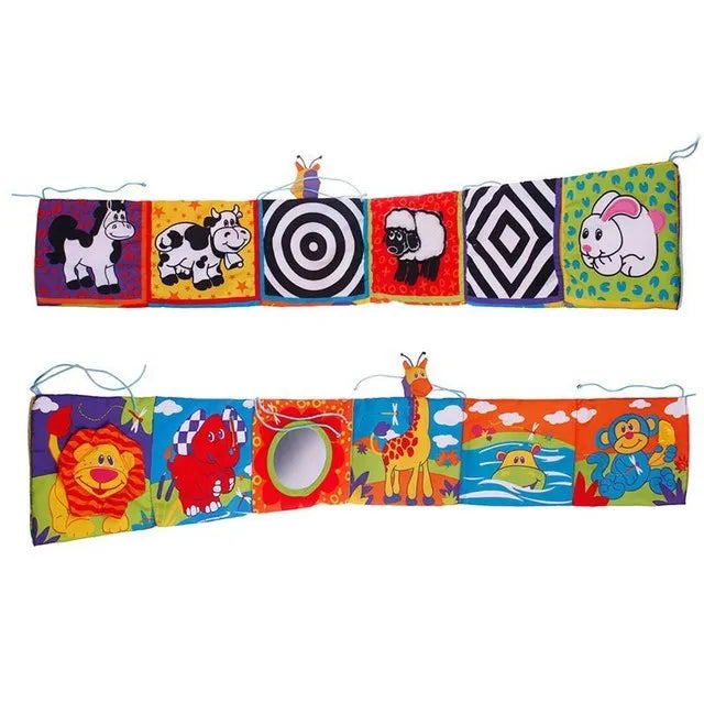Livro do bebê preto e branco livros para bebês recém-nascidos cama berço pára-choques sensorial pano livro montessori alto contraste brinquedos do bebê 0-12 m