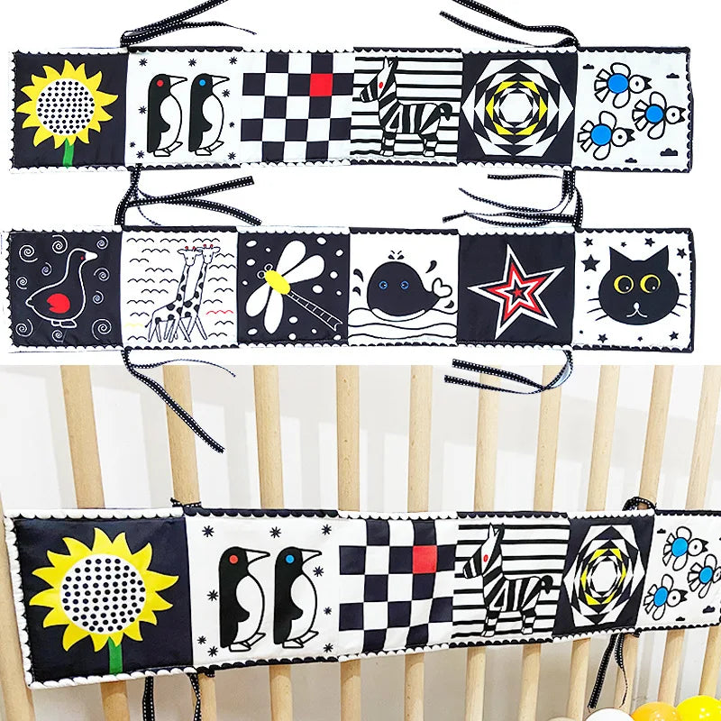 Livro do bebê preto e branco livros para bebês recém-nascidos cama berço pára-choques sensorial pano livro montessori alto contraste brinquedos do bebê 0-12 m
