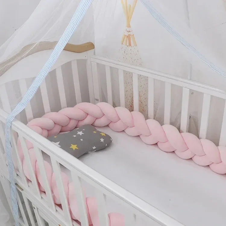 1m/2m/3m/4m nó trança pára-choques infantil berço protetor de almofada de pelúcia berço anti-colisão decoração do quarto cama do bebê pára-choques