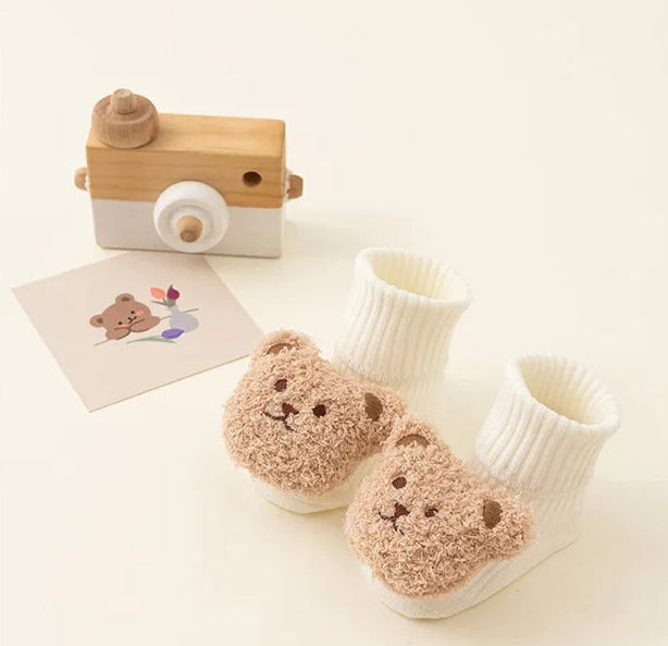 Bonito dos desenhos animados urso meias do bebê para meninos meninas primavera outono algodão macio anti deslizamento sola recém-nascido da criança meias crianças quentes socken