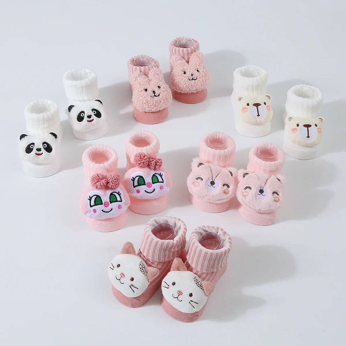 Meias de bebê primavera e outono algodão macio meias de bebê recém-nascido no tubo dos desenhos animados 3d boneca infantil meninos meninas meias 0-6 meses