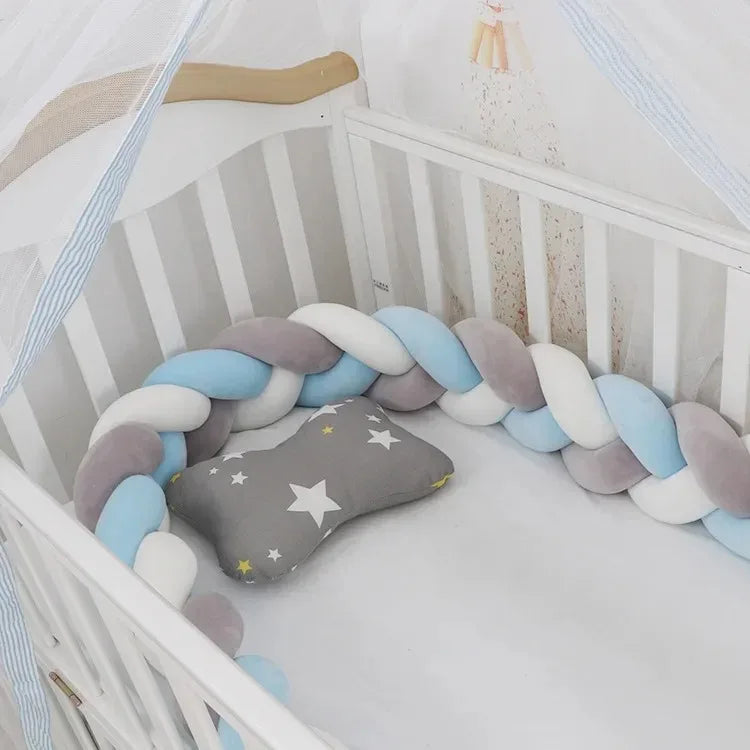 1m/2m/3m/4m nó trança pára-choques infantil berço protetor de almofada de pelúcia berço anti-colisão decoração do quarto cama do bebê pára-choques