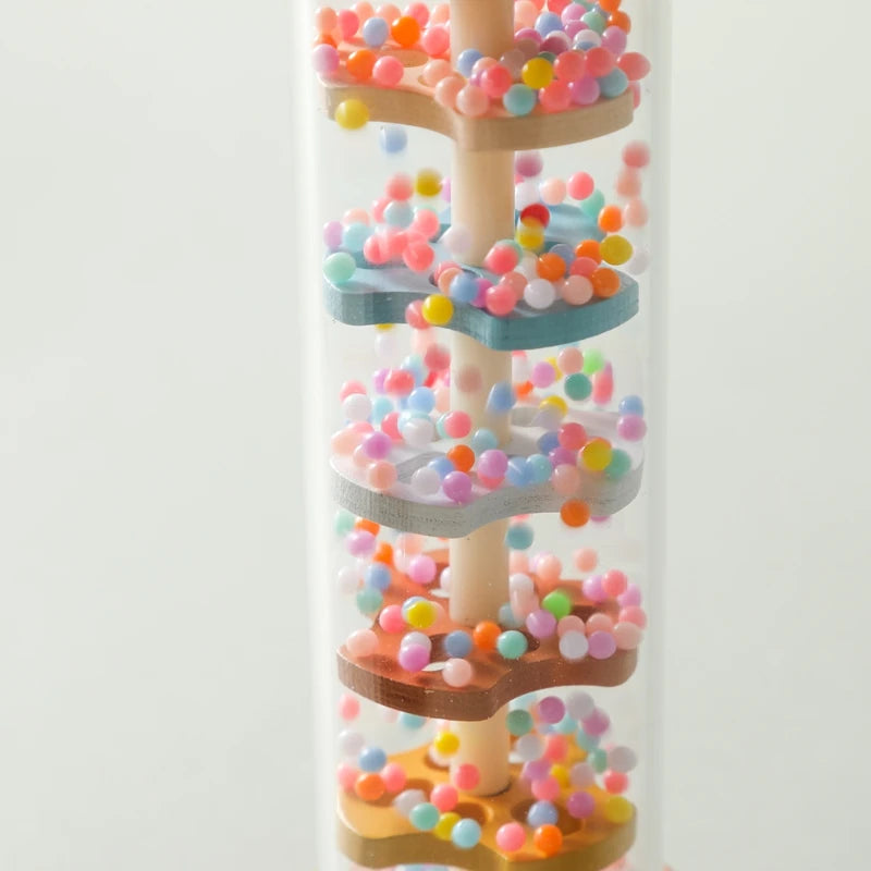Montessori bebê Rain Stick, ampulheta arco-íris, chocalho musical, brinquedo educativo, colorido, brinquedos sensoriais para crianças