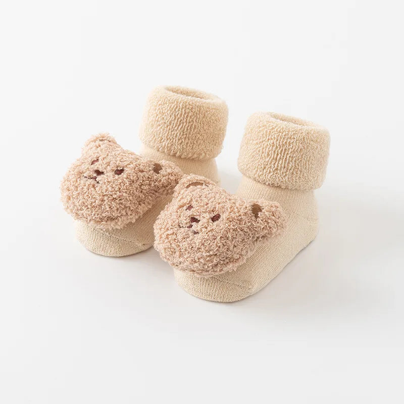 Bonito dos desenhos animados urso meias do bebê para meninos meninas primavera outono algodão macio anti deslizamento sola recém-nascido da criança meias crianças quentes socken