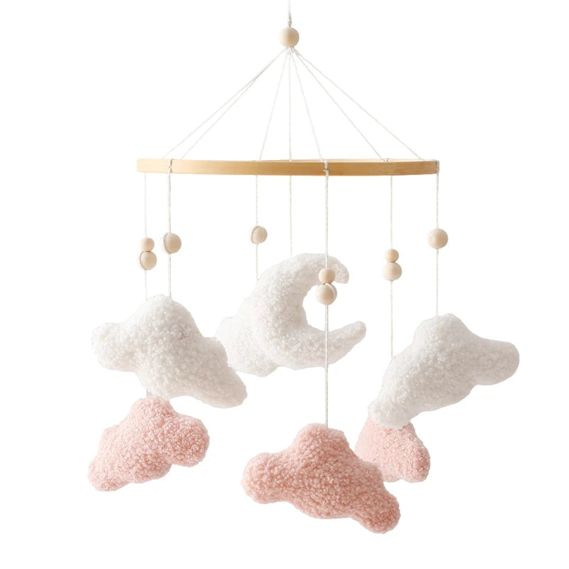 Berço de madeira móvel cama do bebê sino chocalho brinquedo macio feltro dos desenhos animados urso móvel pendurado caixa música recém-nascido cama sino pendurado suporte brinquedo