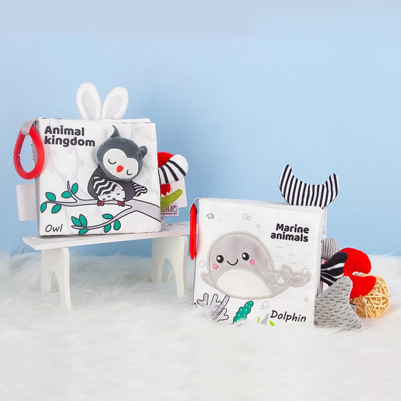 Livro do bebê preto e branco livros para bebês recém-nascidos cama berço pára-choques sensorial pano livro montessori alto contraste brinquedos do bebê 0-12 m