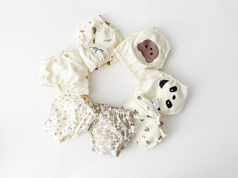 Calças de treinamento de bebê de algodão para crianças fralda à prova dwaterproof água roupa interior infantil calcinha lavável meninos menina fraldas de pano reutilizáveis