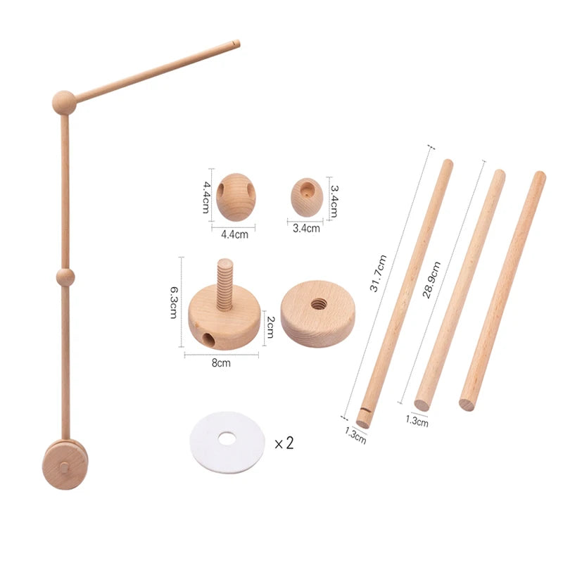 Berço de madeira móvel cama do bebê sino chocalho brinquedo macio feltro dos desenhos animados urso móvel pendurado caixa música recém-nascido cama sino pendurado suporte brinquedo