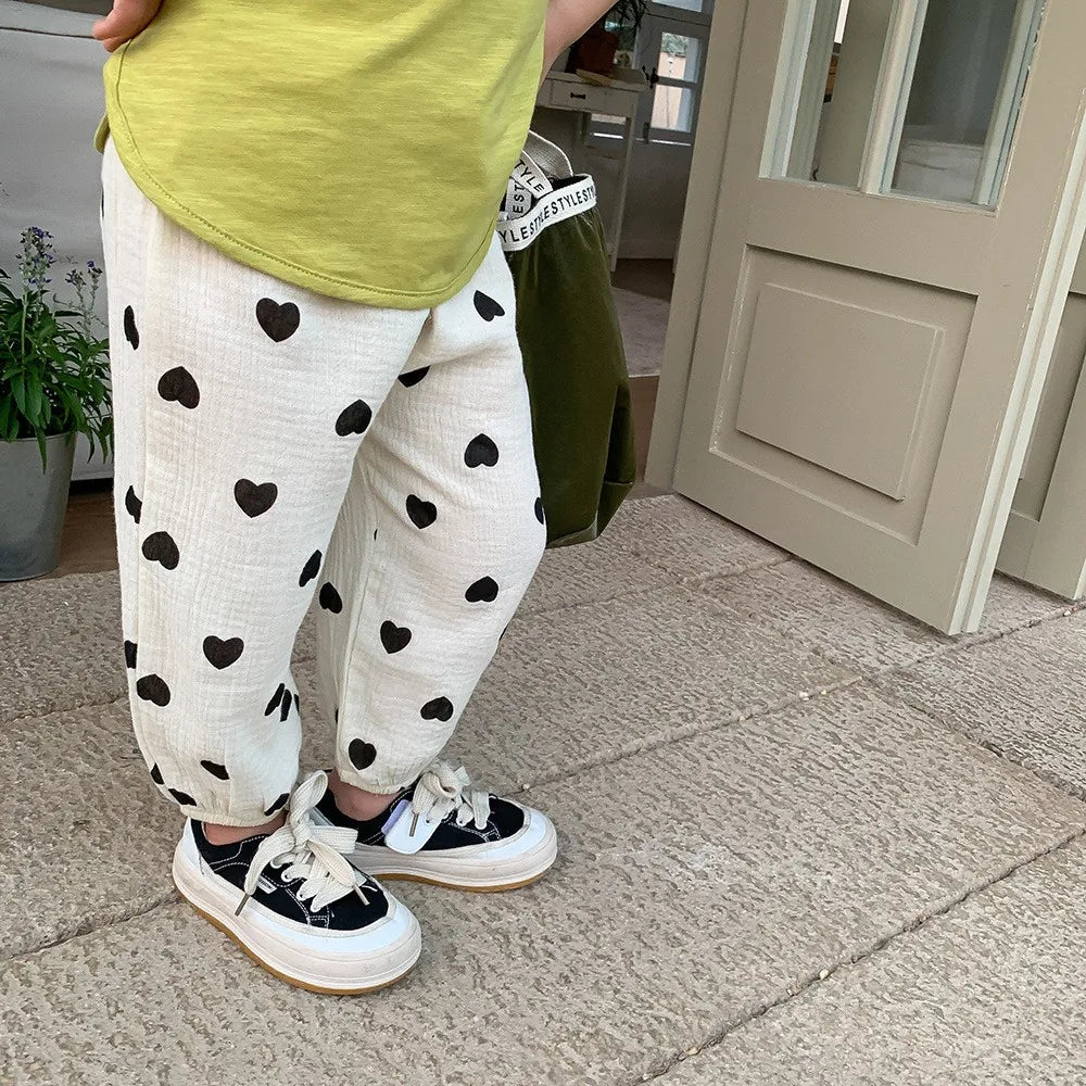 Novo designer de impressão calças do bebê unisex bonito harem calças ao ar livre da criança meninas verão moda fina solta calças comprimento total