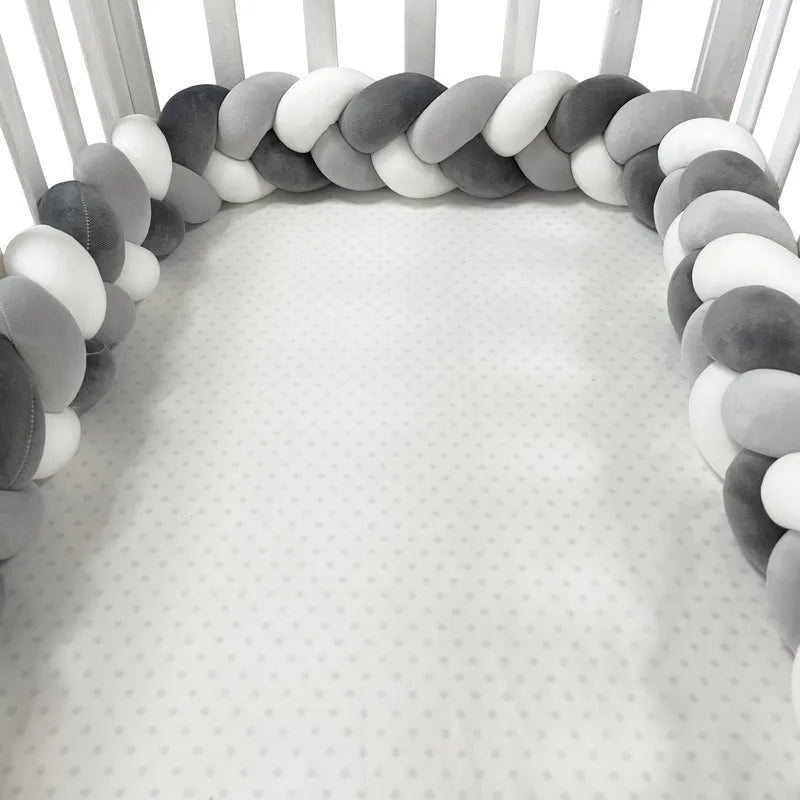 1m/2m/3m/4m nó trança pára-choques infantil berço protetor de almofada de pelúcia berço anti-colisão decoração do quarto cama do bebê pára-choques