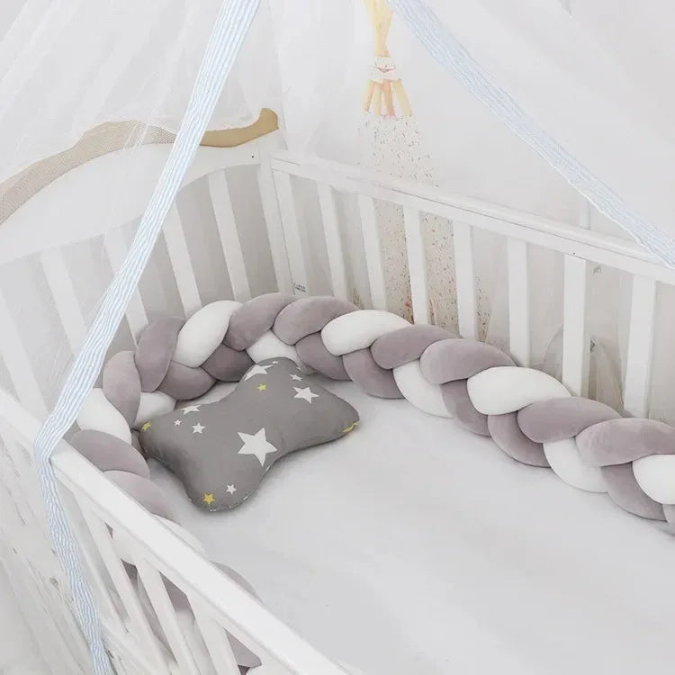 1m/2m/3m/4m nó trança pára-choques infantil berço protetor de almofada de pelúcia berço anti-colisão decoração do quarto cama do bebê pára-choques
