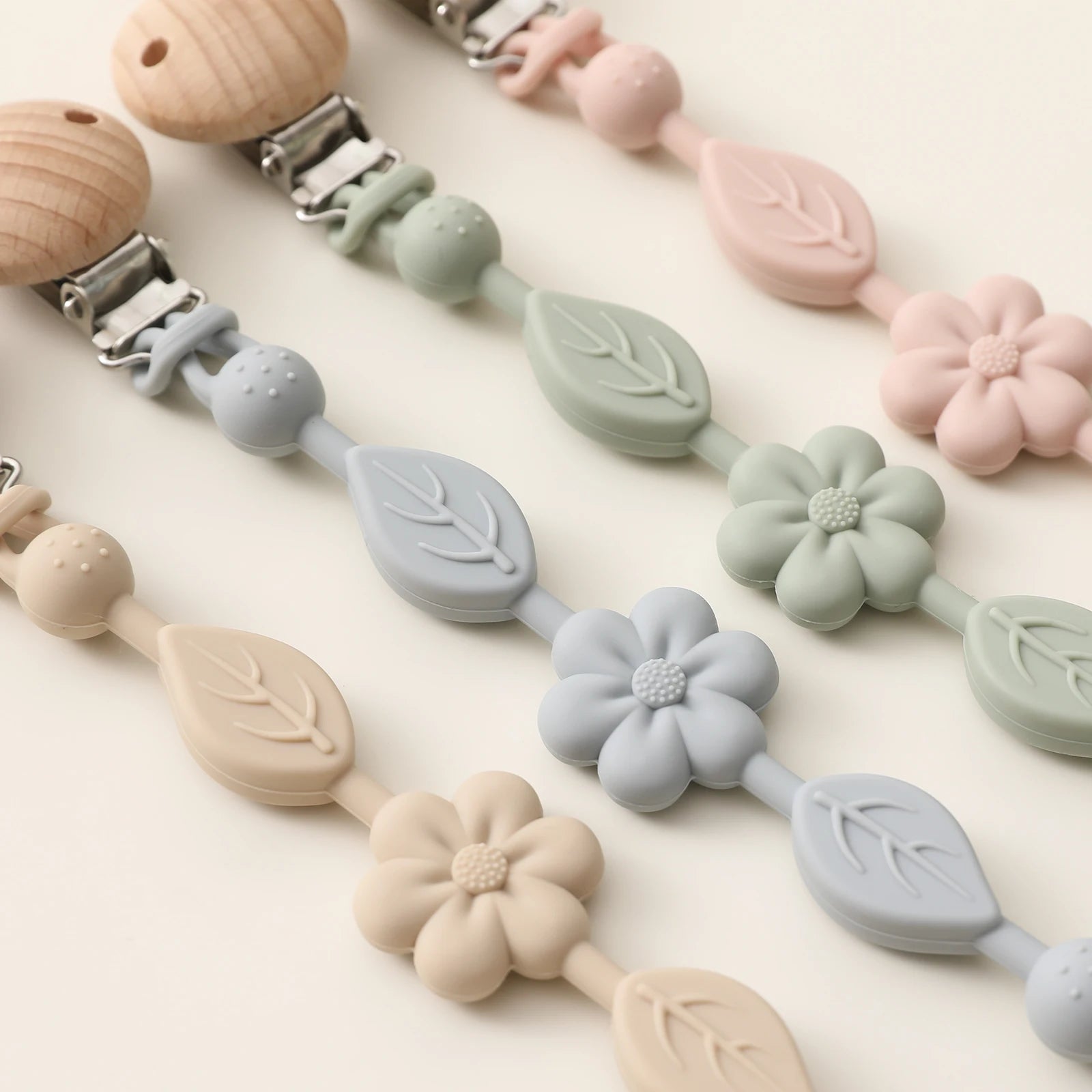 Baby silicone chupeta cadeia, 1 parte, anti-perda, ajustável, flor, adequado para recém-nascido, produtos de brinquedo