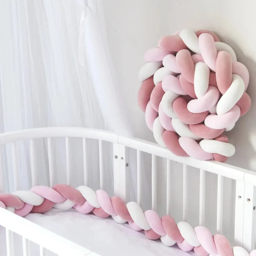 1m/2m/3m/4m nó trança pára-choques infantil berço protetor de almofada de pelúcia berço anti-colisão decoração do quarto cama do bebê pára-choques