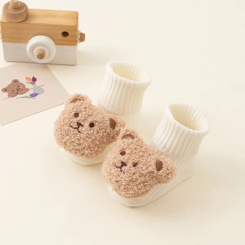 Bonito dos desenhos animados urso meias do bebê para meninos meninas primavera outono algodão macio anti deslizamento sola recém-nascido da criança meias crianças quentes socken