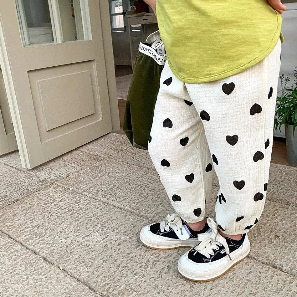 Novo designer de impressão calças do bebê unisex bonito harem calças ao ar livre da criança meninas verão moda fina solta calças comprimento total
