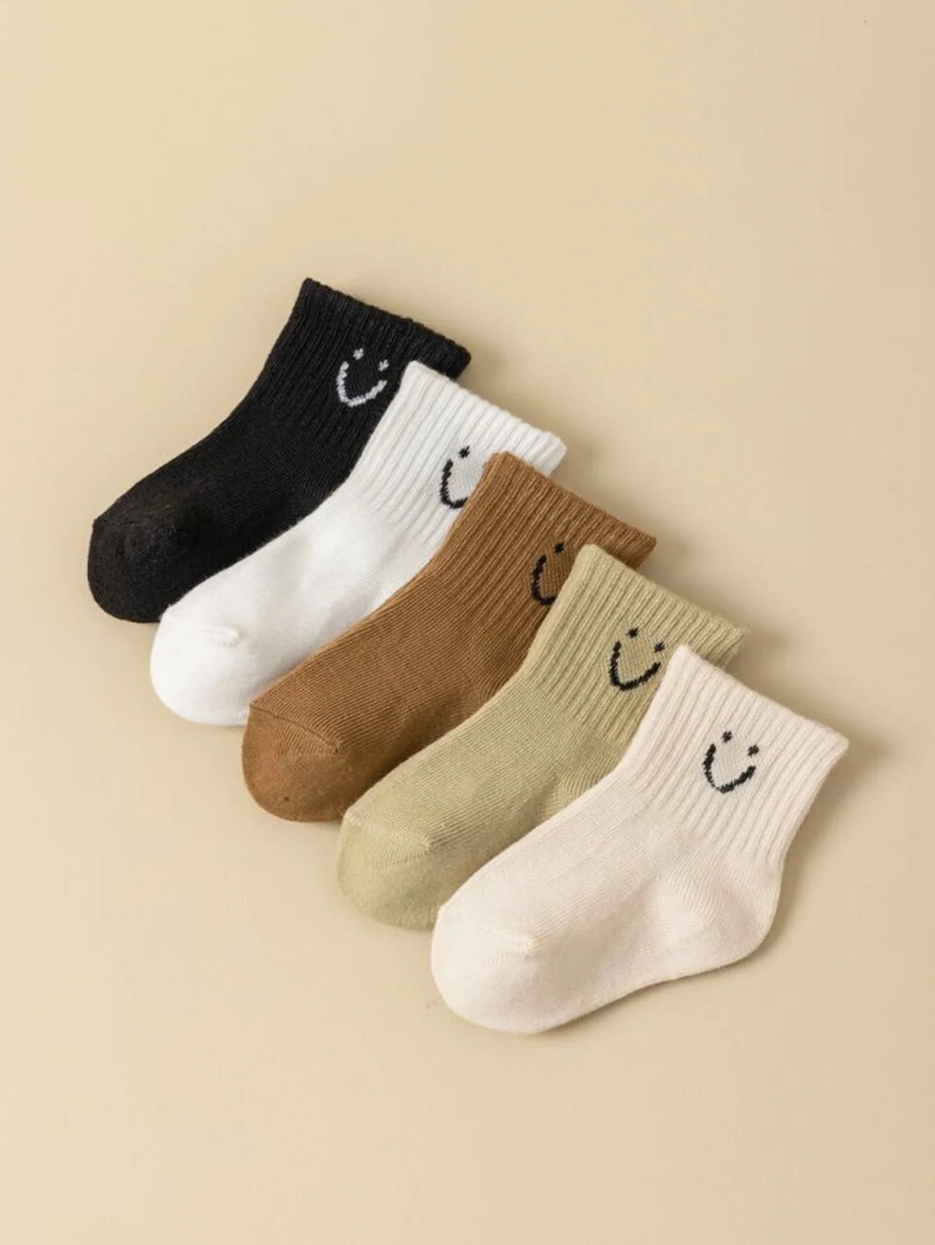 5 pares/set padrão de desenho animado para bebê e meias de cor sólida