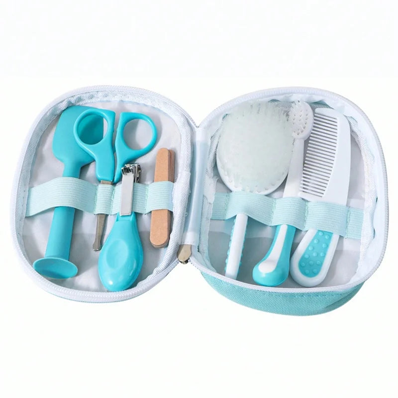 Kit de cuidados com o bebê, seis peças, inalador nasal do bebê, cortador de unhas, escova, pente, conjunto de tesouras, limpeza diária e acessórios de cuidados para bab