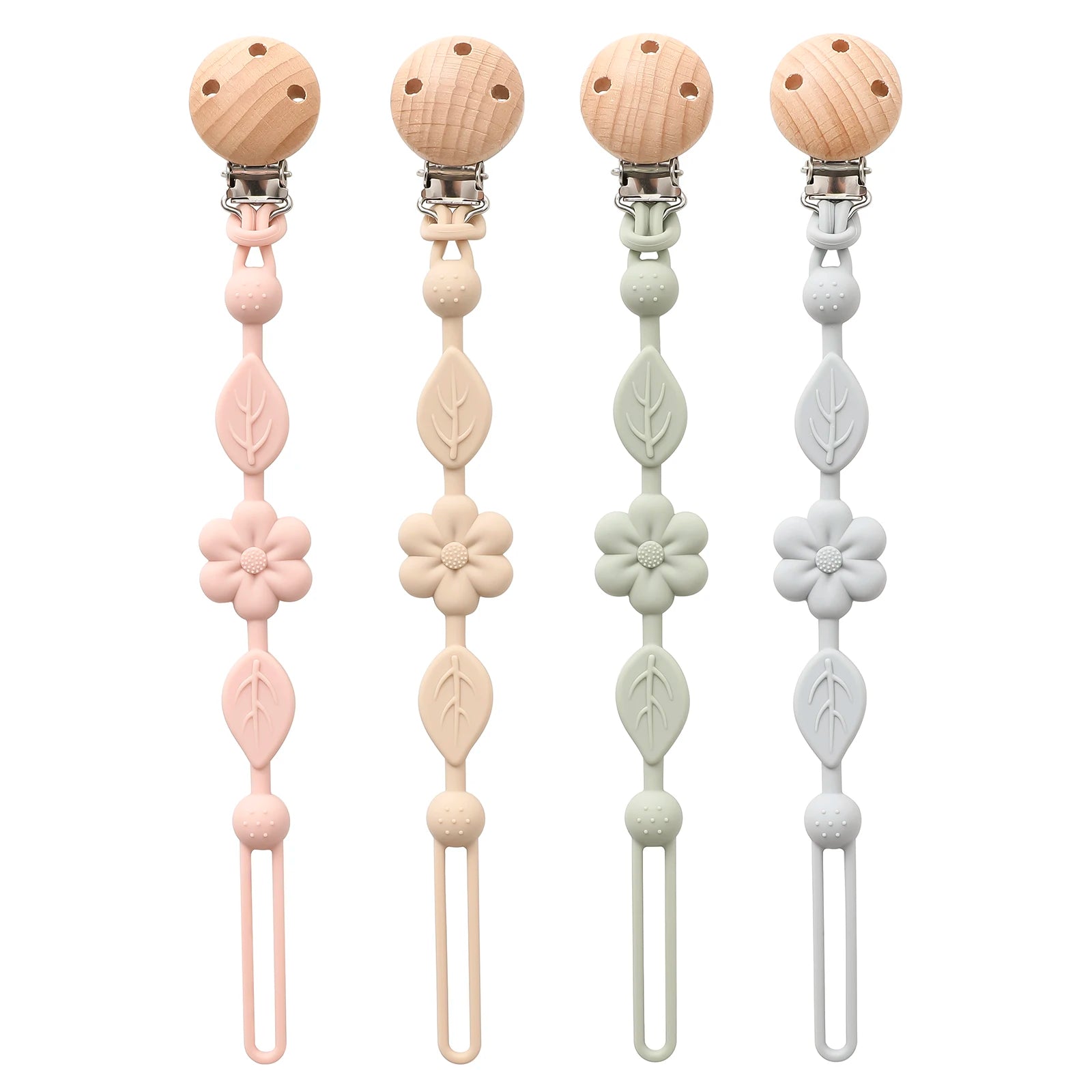 Baby silicone chupeta cadeia, 1 parte, anti-perda, ajustável, flor, adequado para recém-nascido, produtos de brinquedo