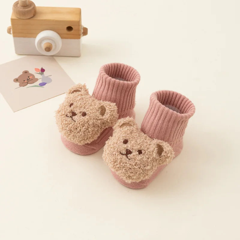 Bonito dos desenhos animados urso meias do bebê para meninos meninas primavera outono algodão macio anti deslizamento sola recém-nascido da criança meias crianças quentes socken