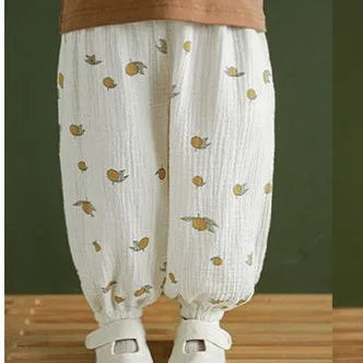 Novo designer de impressão calças do bebê unisex bonito harem calças ao ar livre da criança meninas verão moda fina solta calças comprimento total