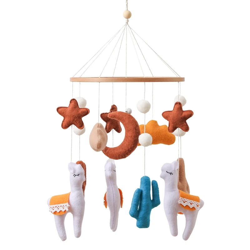 Berço de madeira móvel cama do bebê sino chocalho brinquedo macio feltro dos desenhos animados urso móvel pendurado caixa música recém-nascido cama sino pendurado suporte brinquedo