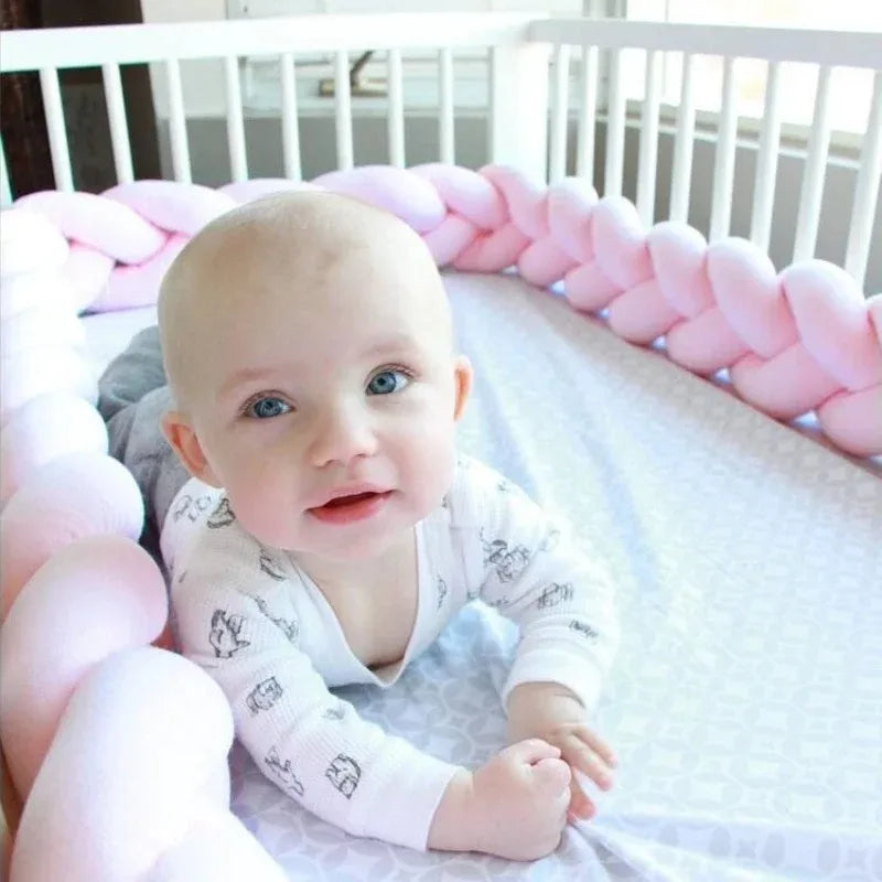 1m/2m/3m/4m nó trança pára-choques infantil berço protetor de almofada de pelúcia berço anti-colisão decoração do quarto cama do bebê pára-choques