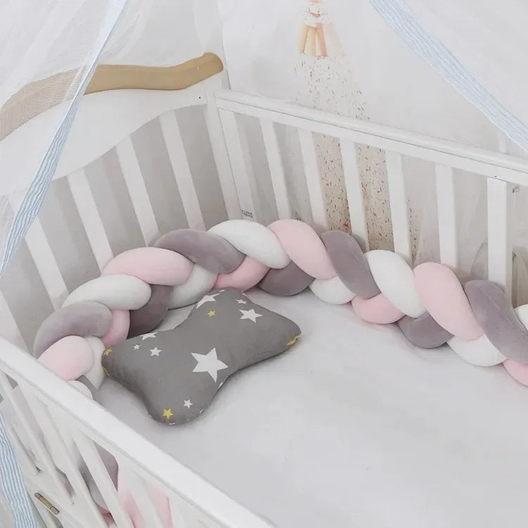 1m/2m/3m/4m nó trança pára-choques infantil berço protetor de almofada de pelúcia berço anti-colisão decoração do quarto cama do bebê pára-choques