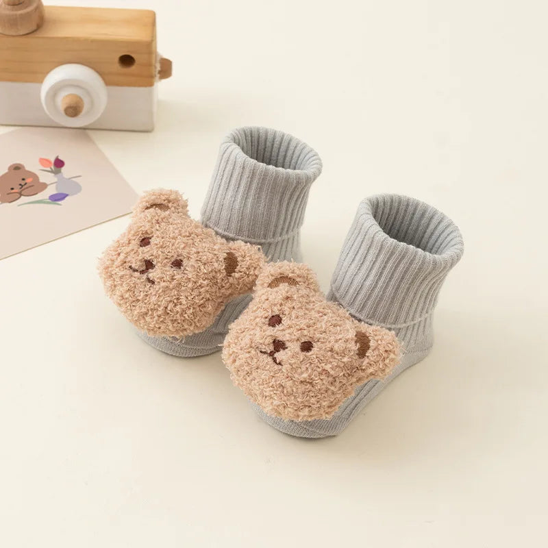 Bonito dos desenhos animados urso meias do bebê para meninos meninas primavera outono algodão macio anti deslizamento sola recém-nascido da criança meias crianças quentes socken