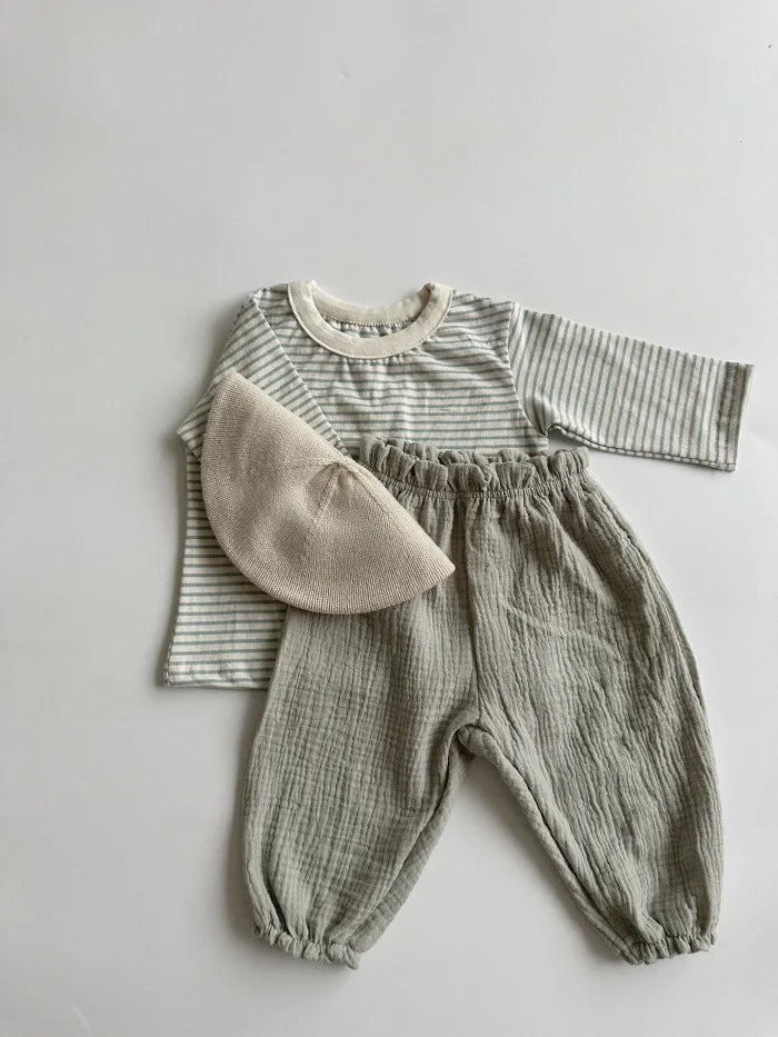 Calças de bebê de algodão orgânico recém-nascidos outono primavera verão inverno bonito impressão macia musselina roupas calças pantalons capris