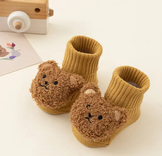 Bonito dos desenhos animados urso meias do bebê para meninos meninas primavera outono algodão macio anti deslizamento sola recém-nascido da criança meias crianças quentes socken