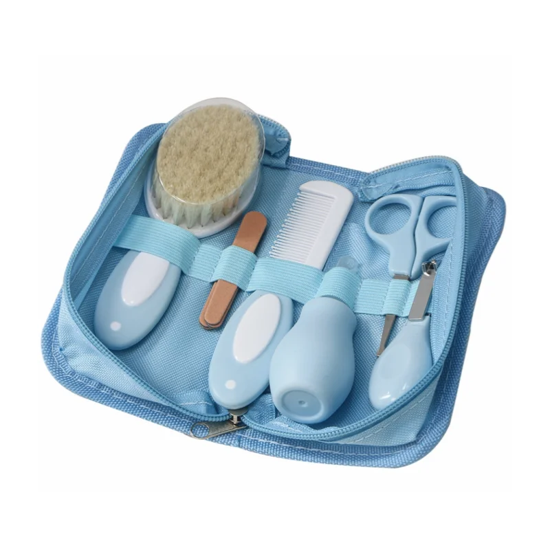 Kit de cuidados com o bebê, seis peças, inalador nasal do bebê, cortador de unhas, escova, pente, conjunto de tesouras, limpeza diária e acessórios de cuidados para bab
