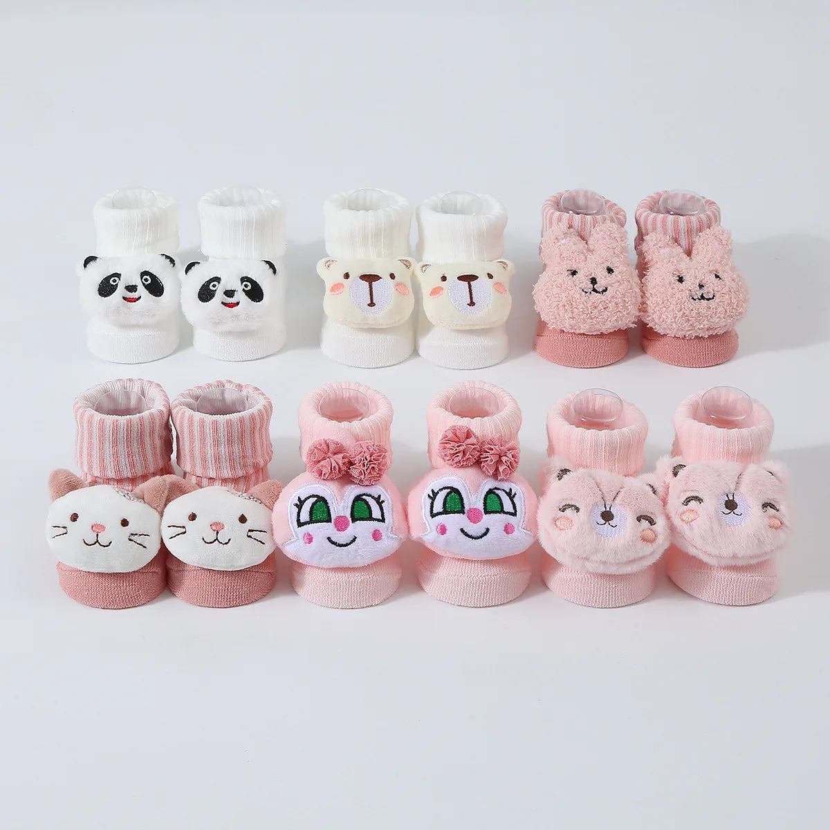 Meias de bebê primavera e outono algodão macio meias de bebê recém-nascido no tubo dos desenhos animados 3d boneca infantil meninos meninas meias 0-6 meses