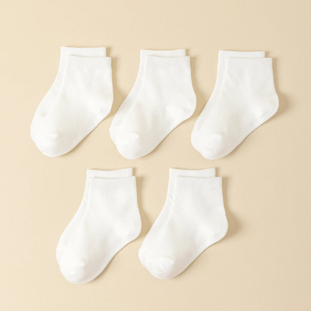 5 pares/set padrão de desenho animado para bebê e meias de cor sólida