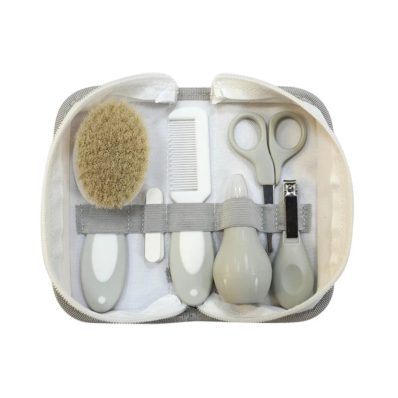 Kit de cuidados com o bebê, seis peças, inalador nasal do bebê, cortador de unhas, escova, pente, conjunto de tesouras, limpeza diária e acessórios de cuidados para bab