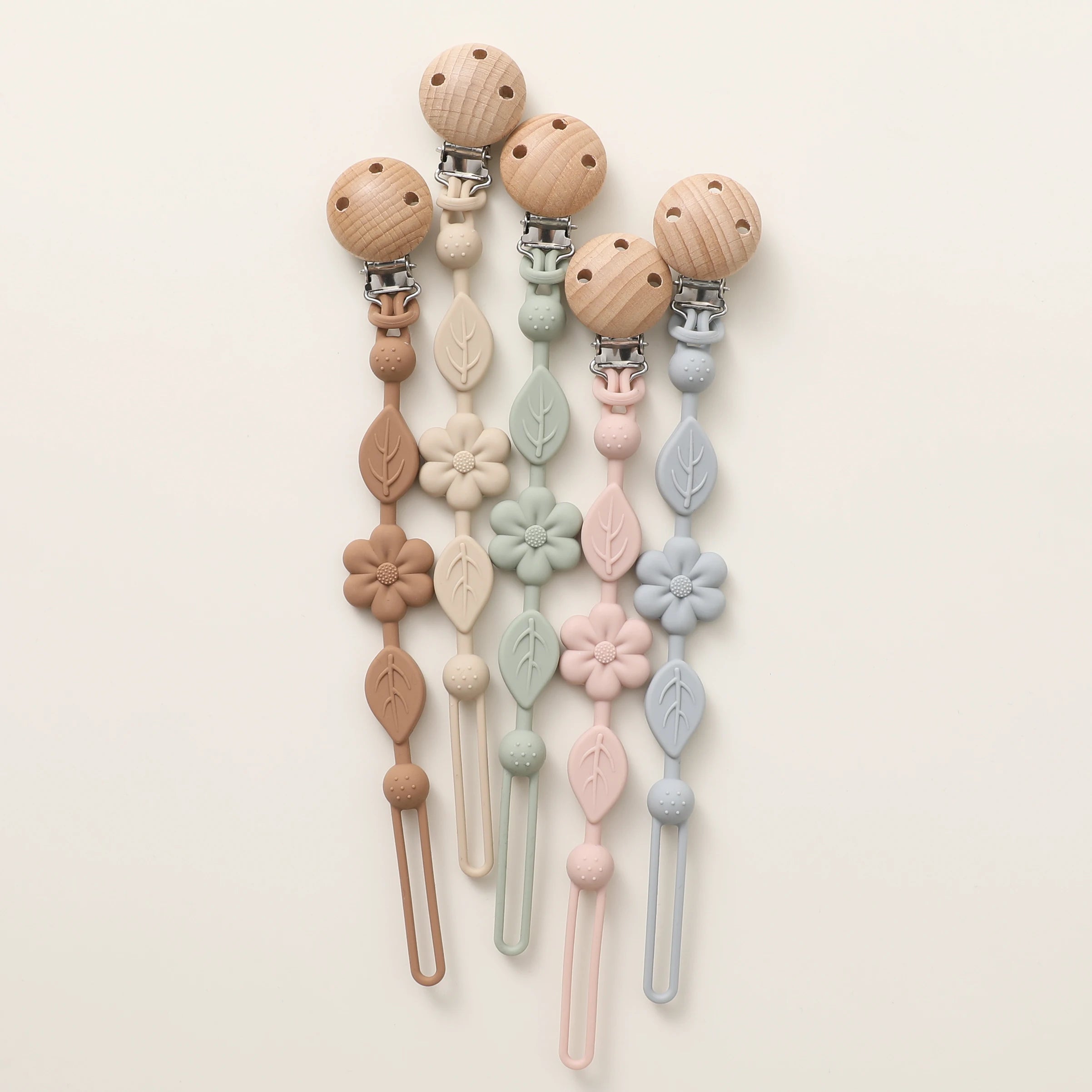 Baby silicone chupeta cadeia, 1 parte, anti-perda, ajustável, flor, adequado para recém-nascido, produtos de brinquedo