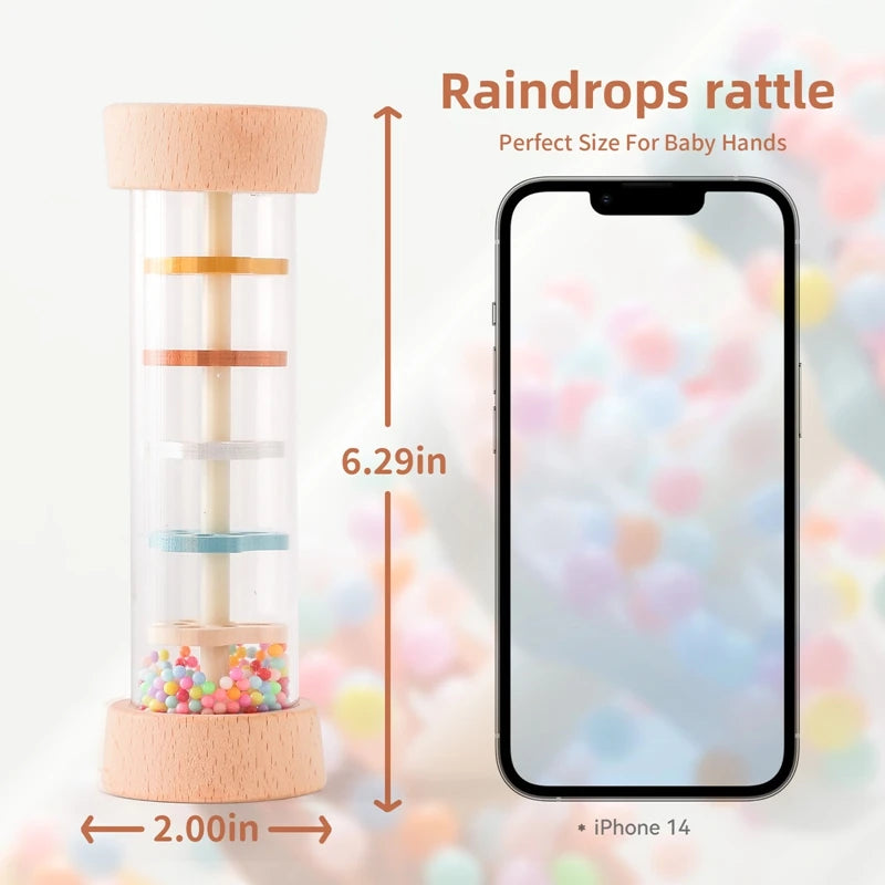 Montessori bebê Rain Stick, ampulheta arco-íris, chocalho musical, brinquedo educativo, colorido, brinquedos sensoriais para crianças