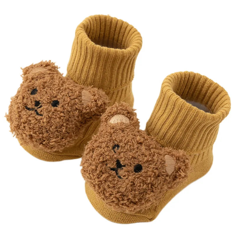 Bonito dos desenhos animados urso meias do bebê para meninos meninas primavera outono algodão macio anti deslizamento sola recém-nascido da criança meias crianças quentes socken