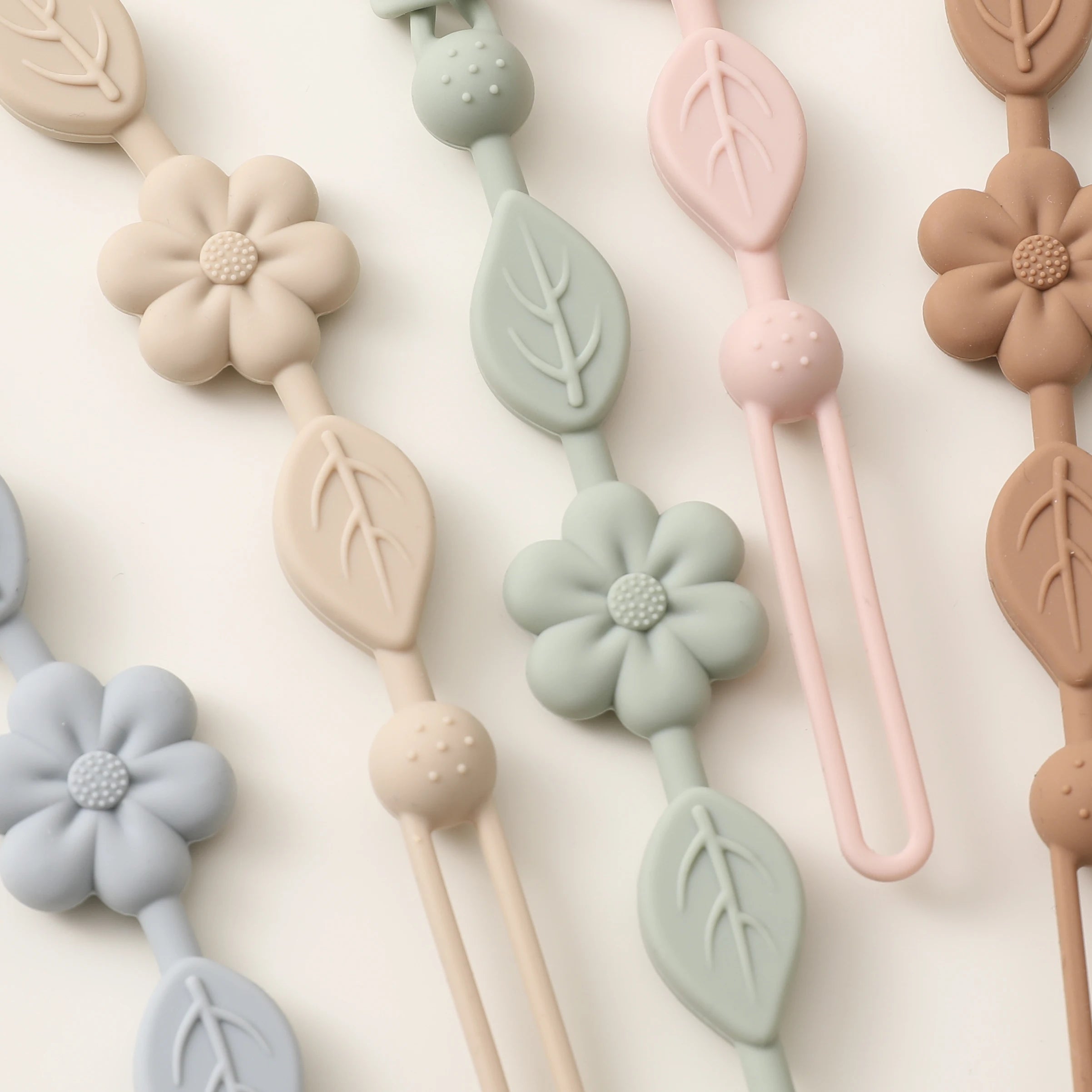 Baby silicone chupeta cadeia, 1 parte, anti-perda, ajustável, flor, adequado para recém-nascido, produtos de brinquedo