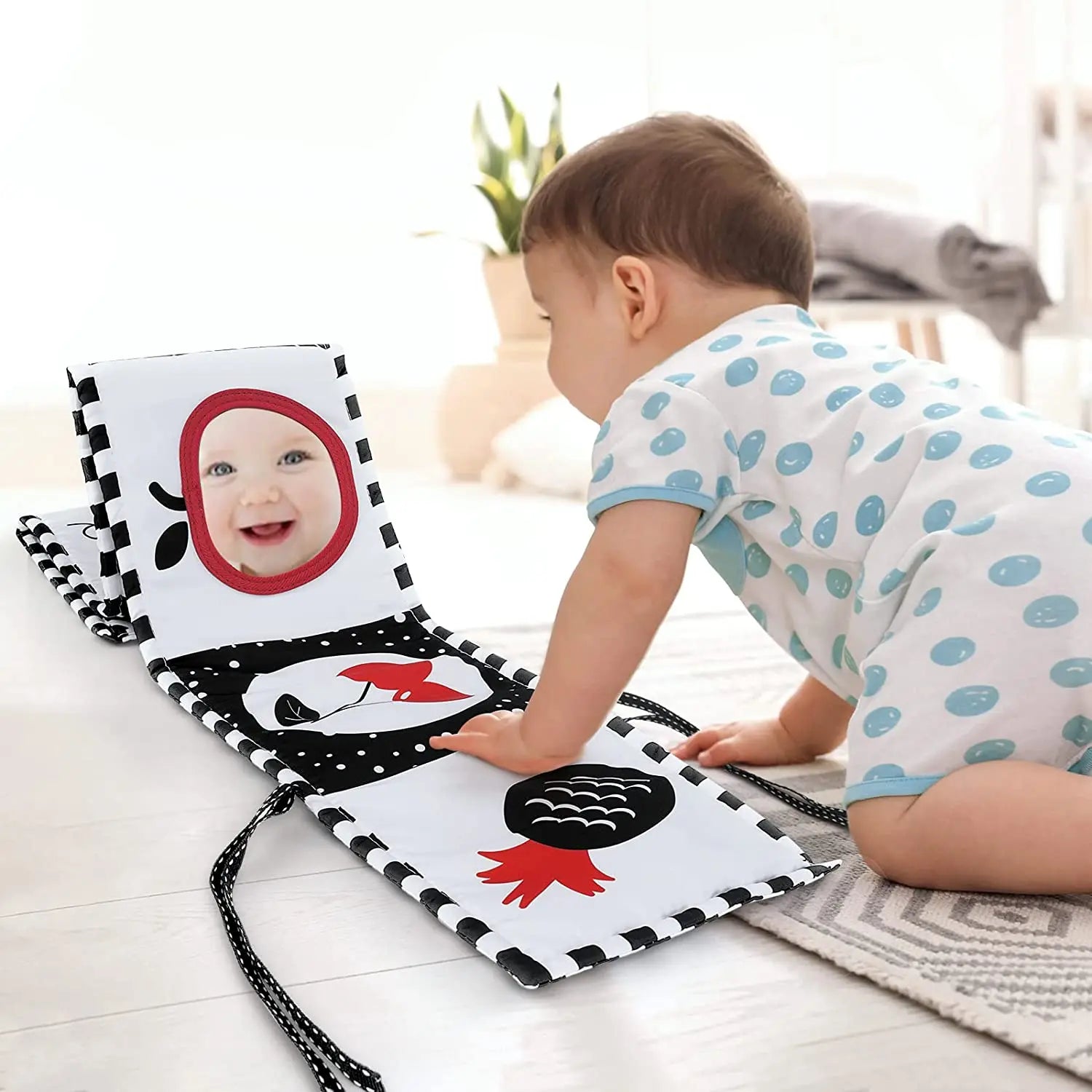 Livro do bebê preto e branco livros para bebês recém-nascidos cama berço pára-choques sensorial pano livro montessori alto contraste brinquedos do bebê 0-12 m