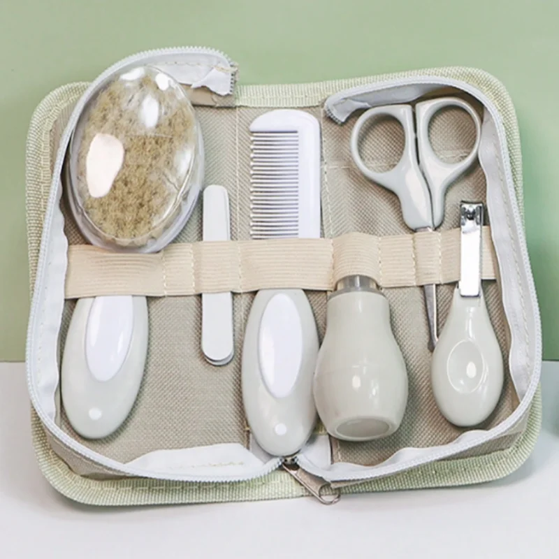 Kit de cuidados com o bebê, seis peças, inalador nasal do bebê, cortador de unhas, escova, pente, conjunto de tesouras, limpeza diária e acessórios de cuidados para bab
