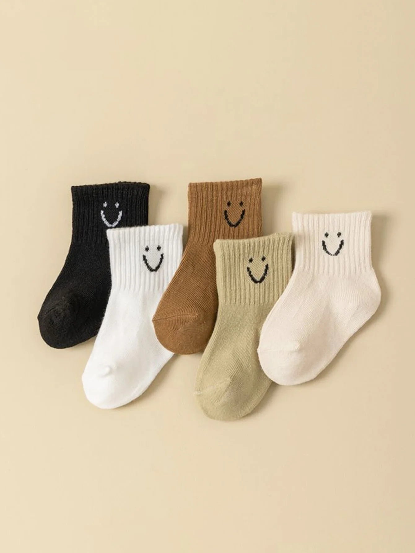 5 pares/set padrão de desenho animado para bebê e meias de cor sólida