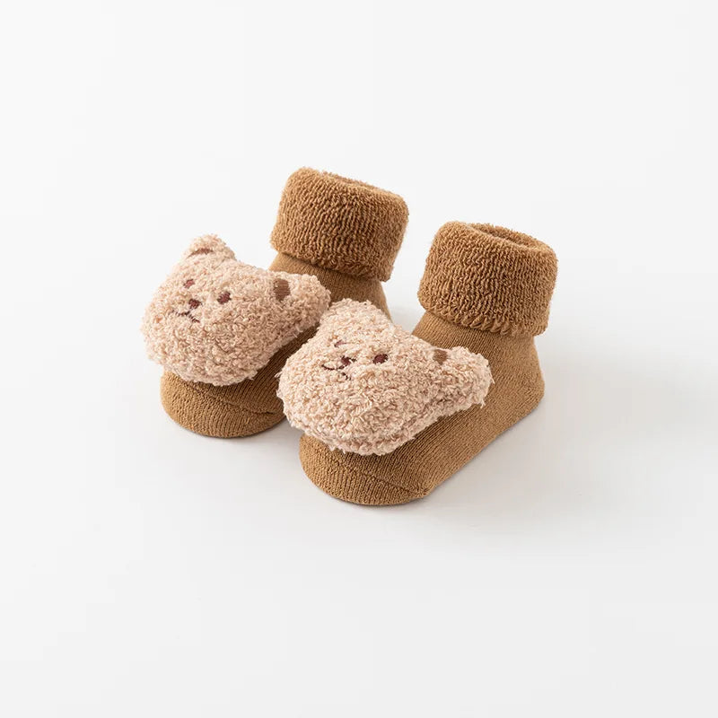 Bonito dos desenhos animados urso meias do bebê para meninos meninas primavera outono algodão macio anti deslizamento sola recém-nascido da criança meias crianças quentes socken