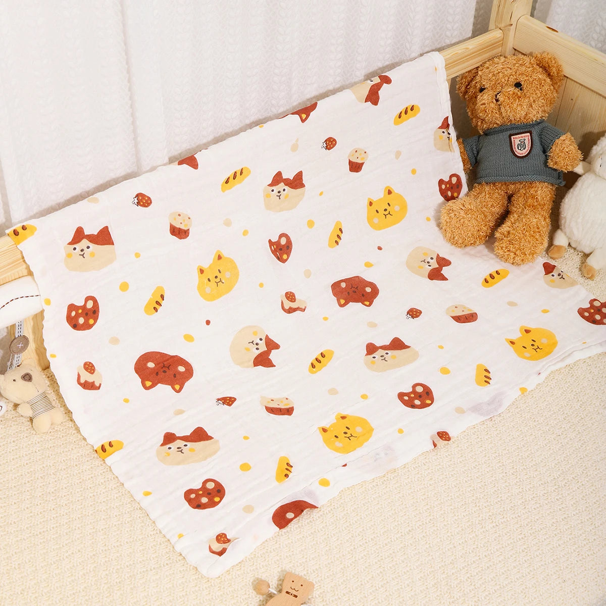 Toalha de banho de algodão para bebês, cobertor para meninos e meninas, roupão de banho para bebês recém-nascidos, 4 camadas de gaze, faixa infantil