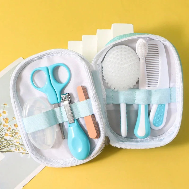 Kit de cuidados com o bebê, seis peças, inalador nasal do bebê, cortador de unhas, escova, pente, conjunto de tesouras, limpeza diária e acessórios de cuidados para bab