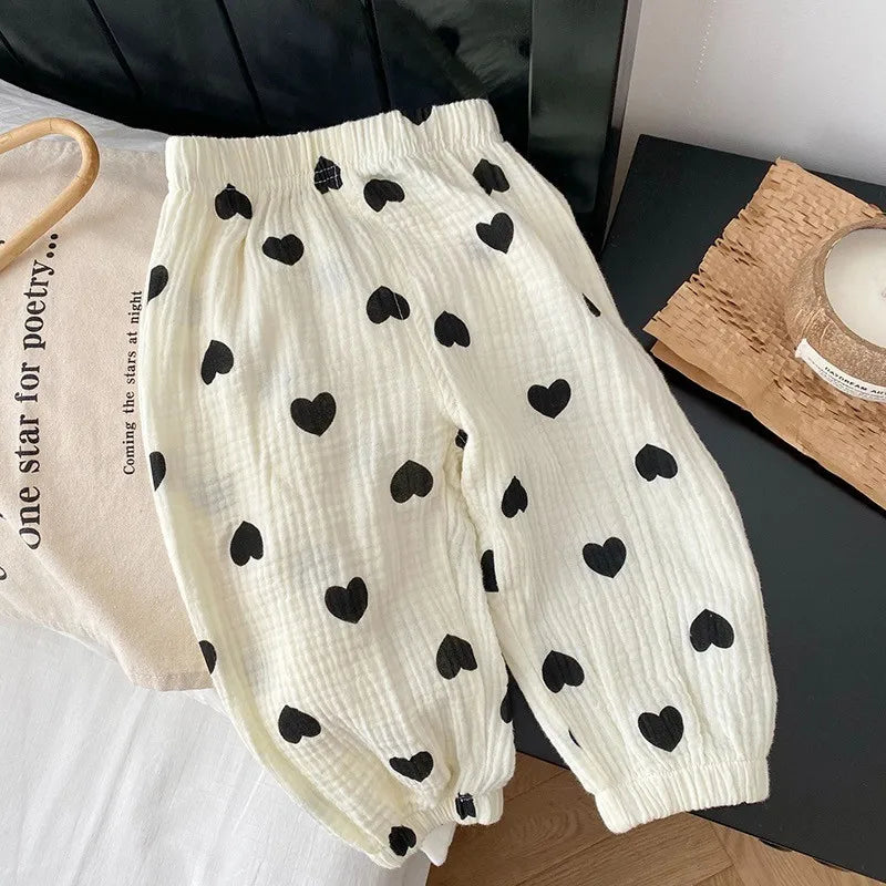 Novo designer de impressão calças do bebê unisex bonito harem calças ao ar livre da criança meninas verão moda fina solta calças comprimento total