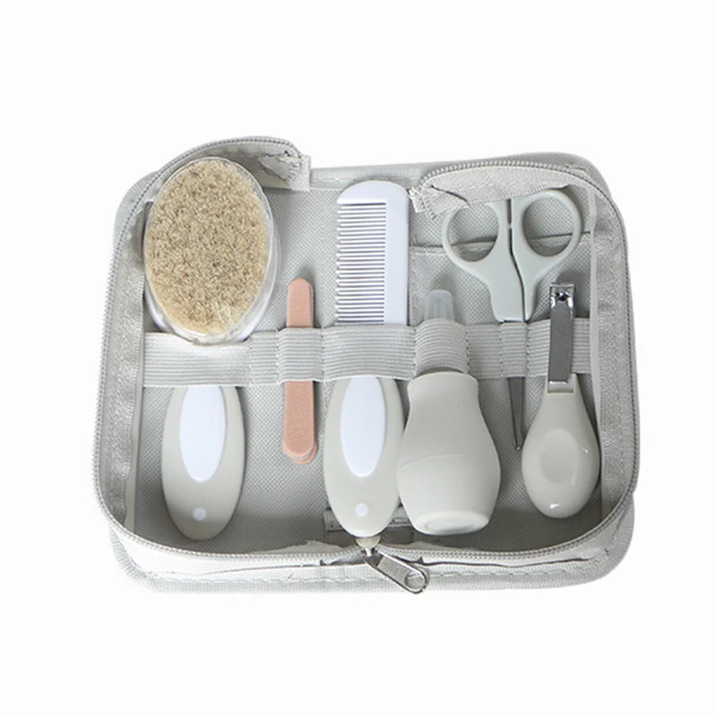 Kit de cuidados com o bebê, seis peças, inalador nasal do bebê, cortador de unhas, escova, pente, conjunto de tesouras, limpeza diária e acessórios de cuidados para bab