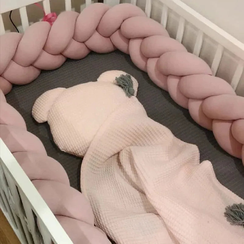 1m/2m/3m/4m nó trança pára-choques infantil berço protetor de almofada de pelúcia berço anti-colisão decoração do quarto cama do bebê pára-choques